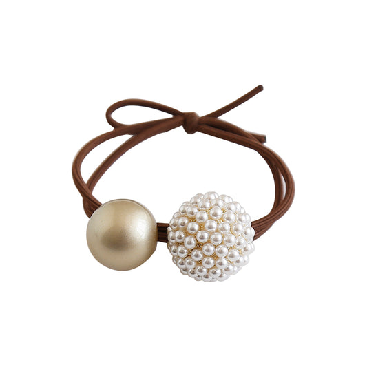 Alloy Pearl Coffee Tie Hair Elastic Band