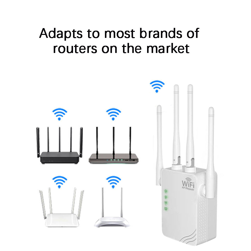 White 300Mbps 1200Mbps WiFi Repeater 2.4GHz 2.4GHz 5GHz, Single-Band Dual-Band WiFi Extender Booster, 4 Antenna, AP Repeater Mode, For Home And Office, Anyroom, White Christmas Gifts