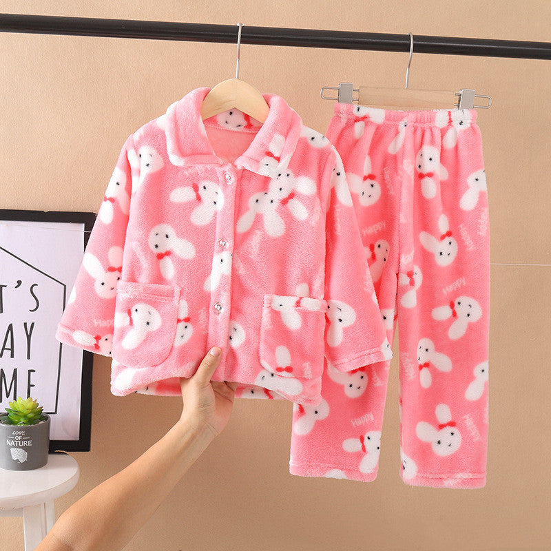 Flannel Pajamas Children's Coral Velvet Pajamas Suit