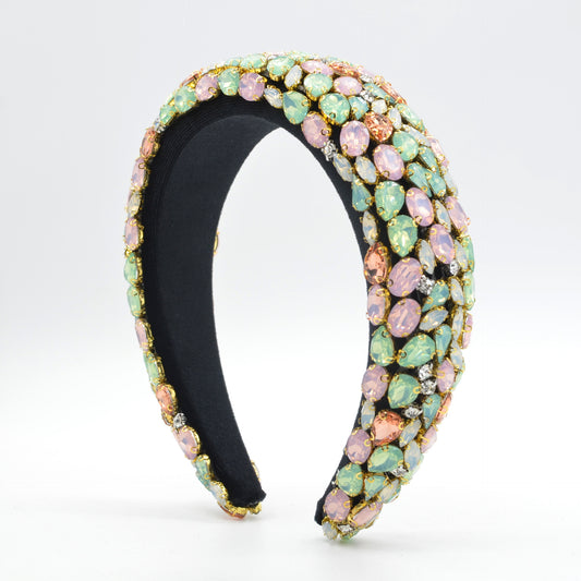 Rhinestone Gem Sponge Wide-brimmed Handmade Headband