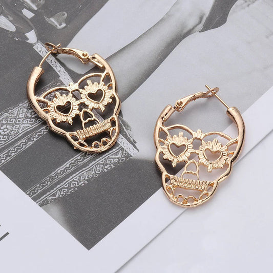 Fashion Retro Skull Hollow Earrings Exaggerated Personality