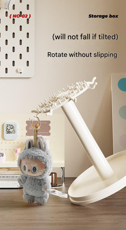 Rotating Handheld Blind Box Display Rack Transparent Labubu Plush Doll Storage Case Dust Cover