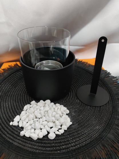 Portable Glass Decorative Alcohol Fireplace Table Lamp Desktop Indoor Modern Metal Fireplaces Black White Portable Real Fire Fireplace Lamp Outdoor