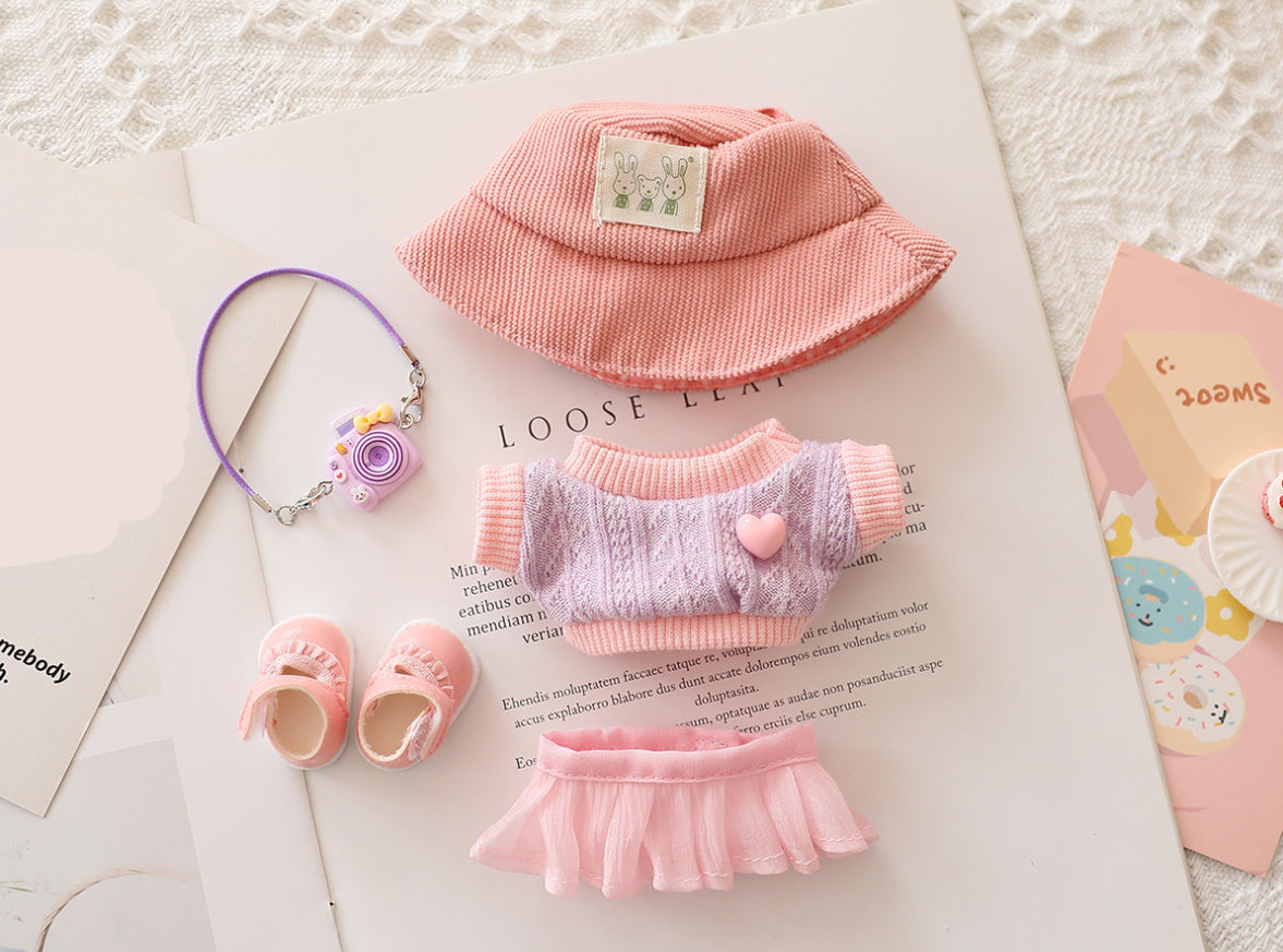 5PCS-Set Cute Hat Shoes Doll Clothes Outfit Set For LABUBU 15CM-17CM Doll, Adorable Dress Up Accessories For Doll - Dolls Not Included
