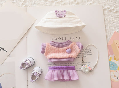 5PCS-Set Cute Hat Shoes Doll Clothes Outfit Set For LABUBU 15CM-17CM Doll, Adorable Dress Up Accessories For Doll - Dolls Not Included