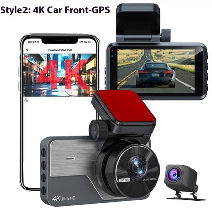 4K Driving Recorder Ultra HD Front And Rear Dual Camera Night Vision Parking Surveillance GPS Reversing