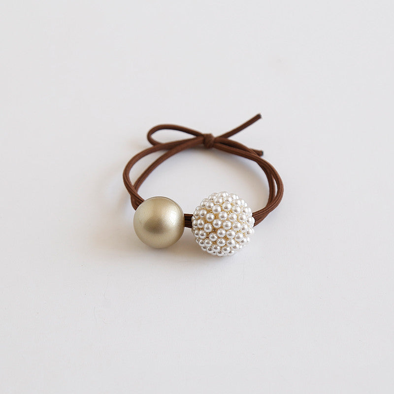 Alloy Pearl Coffee Tie Hair Elastic Band