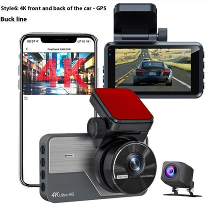 4K Driving Recorder Ultra HD Front And Rear Dual Camera Night Vision Parking Surveillance GPS Reversing