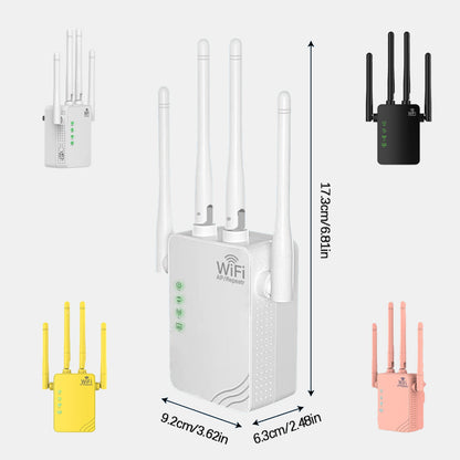 White 300Mbps 1200Mbps WiFi Repeater 2.4GHz 2.4GHz 5GHz, Single-Band Dual-Band WiFi Extender Booster, 4 Antenna, AP Repeater Mode, For Home And Office, Anyroom, White Christmas Gifts