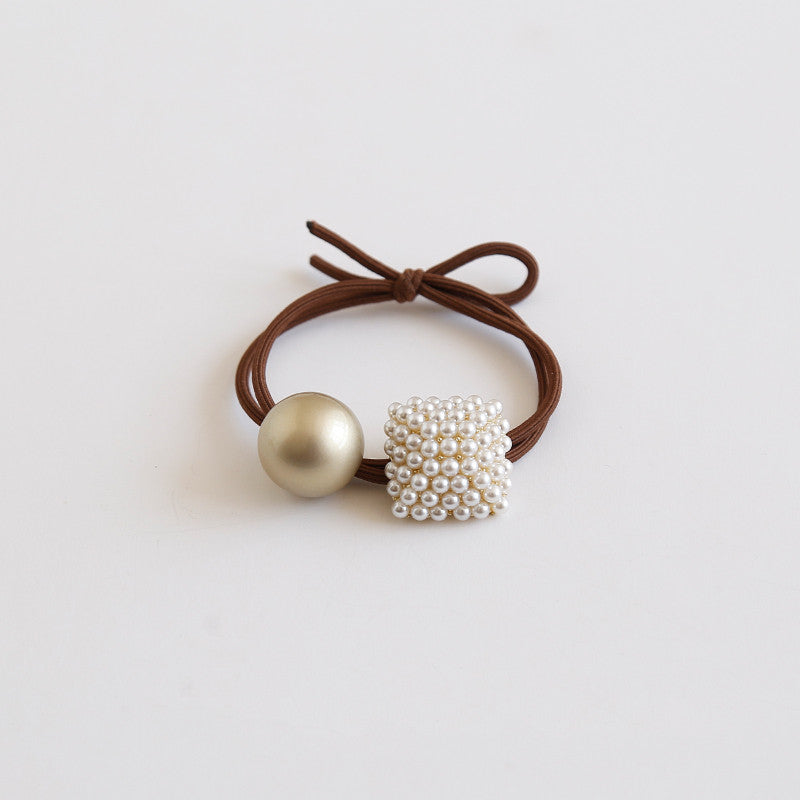 Alloy Pearl Coffee Tie Hair Elastic Band