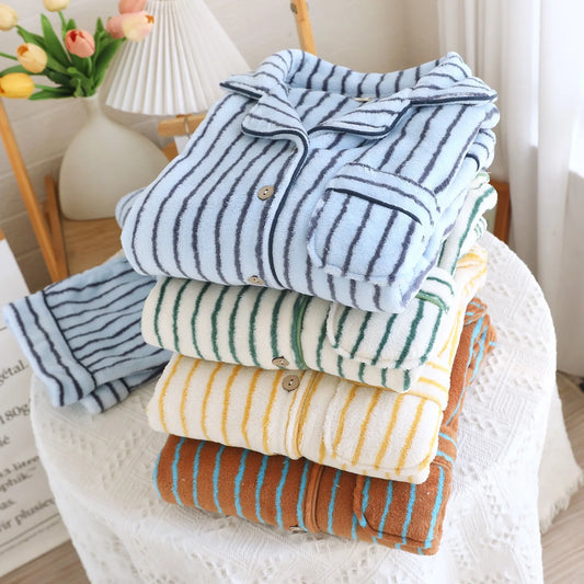 Winter couple pajamas Women's Pajamas Flannel Pajamas 2 Piece Set Warm and Soft Home Clothes men's pajamas Girl's Nightwear