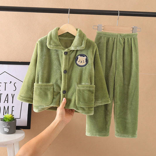 Flannel Pajamas Children's Coral Velvet Pajamas Suit