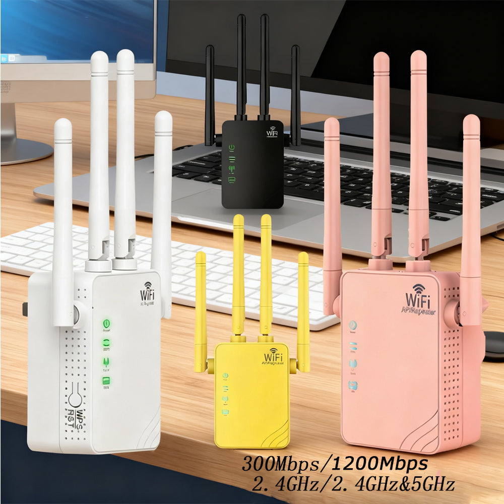 White 300Mbps 1200Mbps WiFi Repeater 2.4GHz 2.4GHz 5GHz, Single-Band Dual-Band WiFi Extender Booster, 4 Antenna, AP Repeater Mode, For Home And Office, Anyroom, White Christmas Gifts